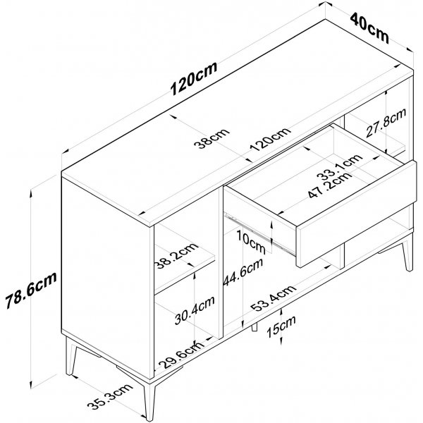 Buffet Jericho 136 - Blanc/noyer