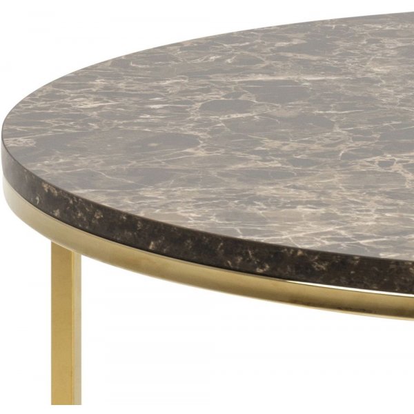 Alisma soffbord Ø80 cm - Brun marmor/guld Alisma soffbord Ø80 cm - Brun marmor/guld