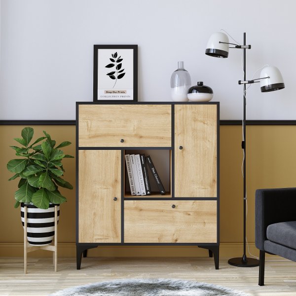 Armoire Pera - Chêne saphir/noir Armoire Pera - Chêne saphir/noir