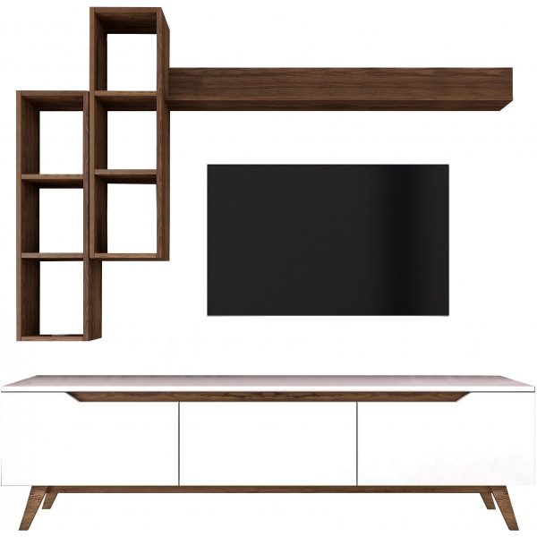 Marlon tv-möbel - Vit/valnöt Marlon tv-möbel - Vit/valnöt