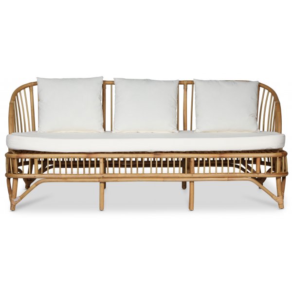 Baboo 3-zits rotan bank met kussens - Naturel Baboo 3-zits rotan bank met kussens - Naturel