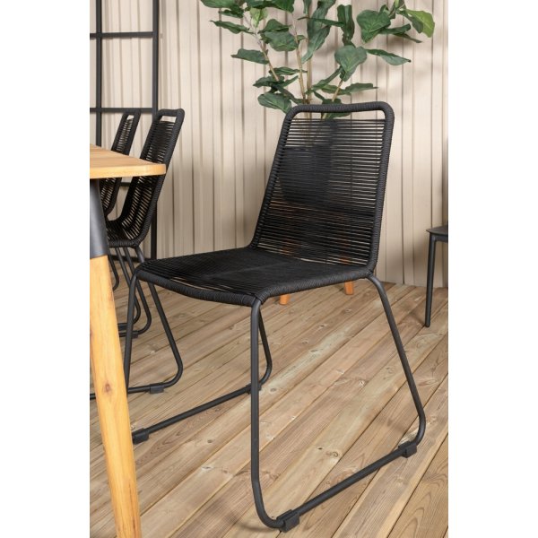 Julian utematgrupp med 6 st Lindos stolar - Svart/Natur Julian utematgrupp med 6 st Lindos stolar - Svart/Natur