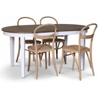 Skagen matgrupp; matbord 160/210x90 cm - Vit / brunoljad ek med 4 st Danderyd No.16 stolar Whitewash Skagen matgrupp; matbord 160/210x90 cm - Vit / brunoljad ek med 4 st Danderyd No.16 stolar Whitewash