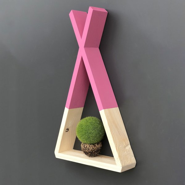 Rafa wandplank 142 - Hout/roze Rafa wandplank 142 - Hout/roze