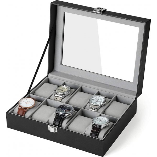Coffret  montres Watchbox pour 10 montres - Noir/gris
