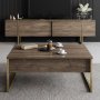 Lux soffbord 90 x 60 cm - Valnt/guld
