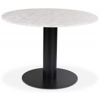 Djursvik runt matbord i marmor D105 cm - Svart / marmor (Vit)