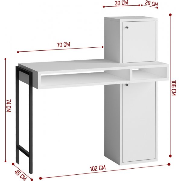 Loreen skrivbord Vit/svart - 102 x 45 cm Loreen skrivbord Vit/svart - 102 x 45 cm