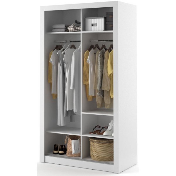 Garderob med skjutdörrar vit 120x215 cm - Mervyn Garderob med skjutdörrar vit 120x215 cm - Mervyn