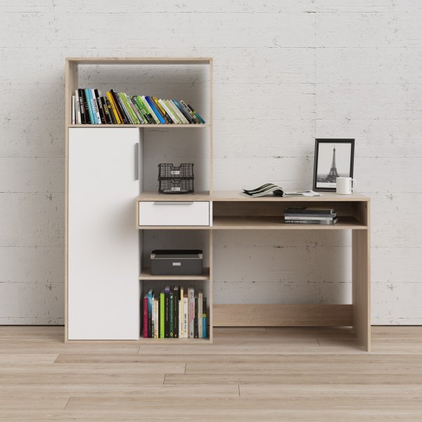 Function Plus skrivbord 162,8 x 60,4 x 155,4 cm - Ek/vit Function Plus skrivbord 162,8 x 60,4 x 155,4 cm - Ek/vit