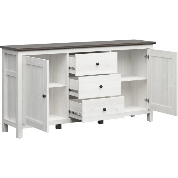 Buffet Hesen 186 cm - Blanc/noir