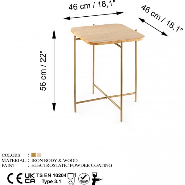 Vela 5 bijzettafel - Goud/beige Vela 5 bijzettafel - Goud/beige