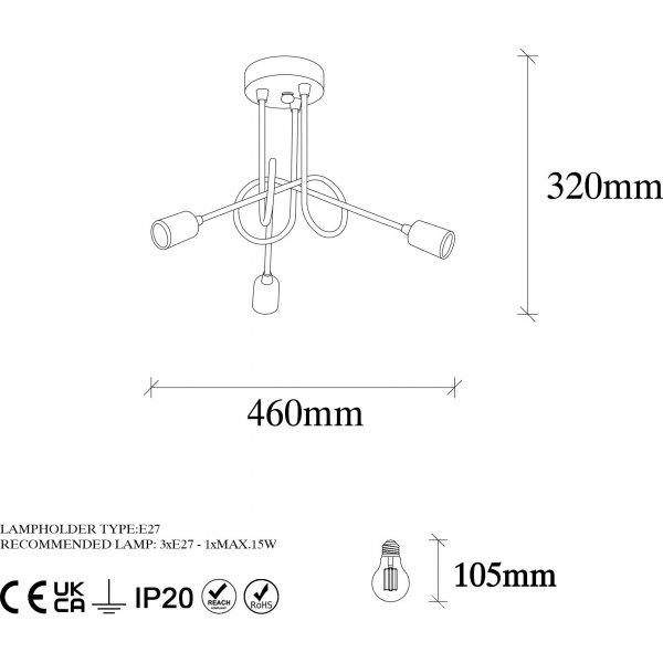 Plafonnier Viral 10875 - Noir/antique
