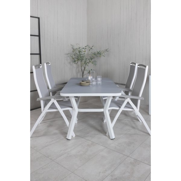 Ensemble de salle  manger d'extrieur Virya avec 4 chaises Albany - Gris/Blanc