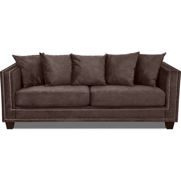 Soffa Tempel med nitar - Vintage brun sammet