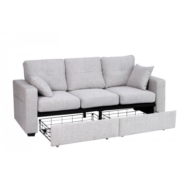 Divansoffa Davis med förvaring – Ljusgrå Divansoffa Davis med förvaring – Ljusgrå
