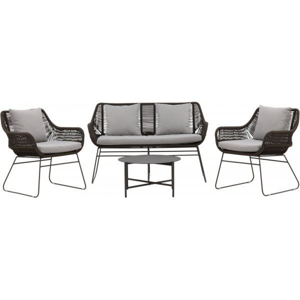 Groupe de canapés Davao - Gris foncé/marron Groupe de canapés Davao - Gris foncé/marron