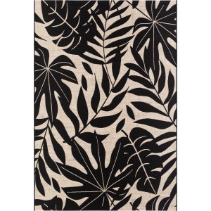 Tapis tiss plat Domani Monstera Noir