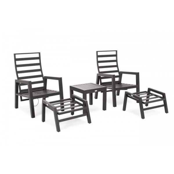 Morton Fåtöljset med bord & fotpallar (recliner) - Mörkgrå/grå Morton Fåtöljset med bord & fotpallar (recliner) - Mörkgrå/grå