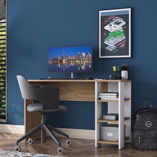 Hanna skrivbord 8 - Valnt/vit