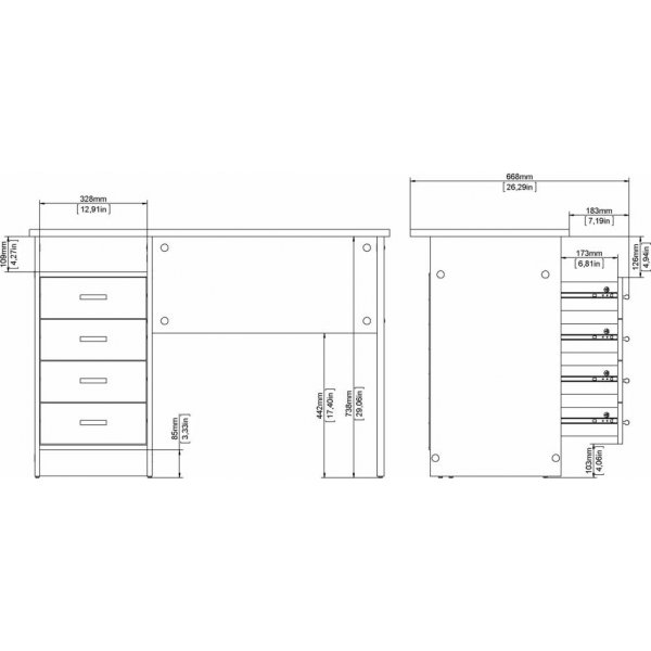 Bureau Function Plus 110 x 48,5 x 76 cm - Blanc