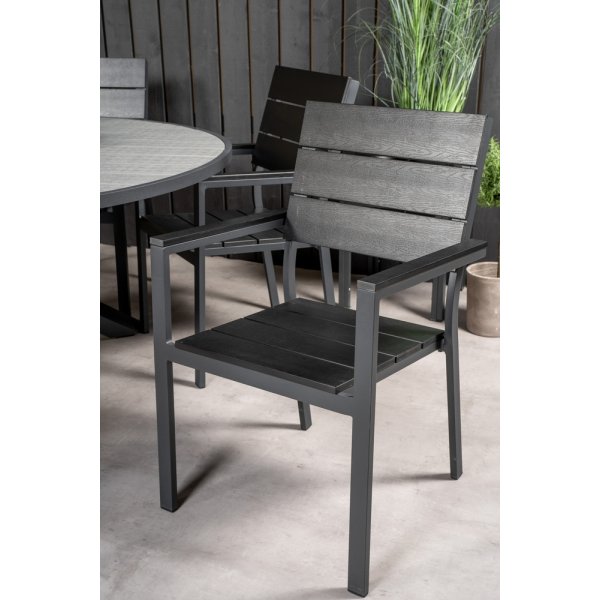 Parma utematgrupp med 6 st Levels stolar - Svart/Grå Parma utematgrupp med 6 st Levels stolar - Svart/Grå