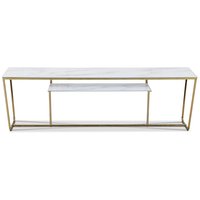 Stella mediabänk - Vitt glas / mässingsfärgat underrede Stella mediabänk - Vitt glas / mässingsfärgat underrede