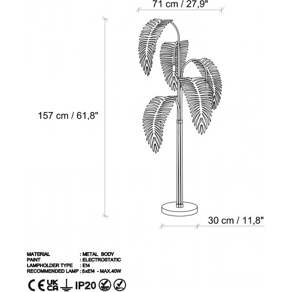Lampadaire Palm - Noir/vert