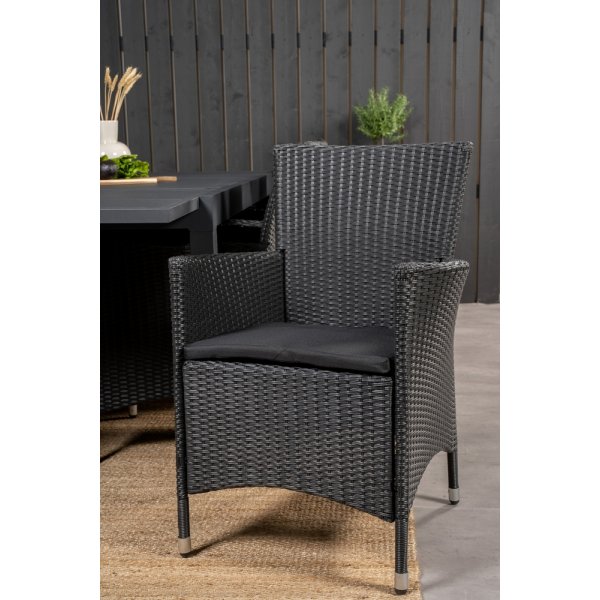 Marbella utematgrupp med 8 st Knick stolar - Svart