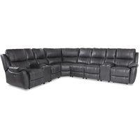 Enjoy recliner-hörnsoffa - 6-sits (el) i grått konstskinn Enjoy recliner-hörnsoffa - 6-sits (el) i grått konstskinn