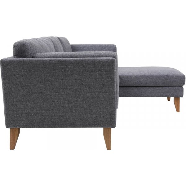 Soffa med divan grått tyg - 260 cm bred + Fläckborttagare för möbler Soffa med divan grått tyg - 260 cm bred + Fläckborttagare för möbler