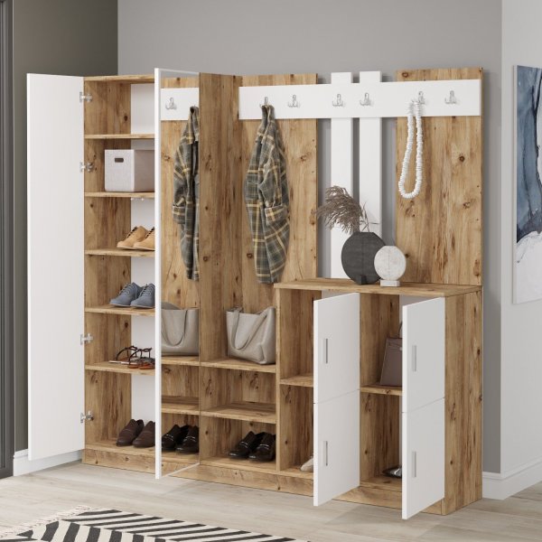 Meuble d\\\'entrée Gibson - Pin/blanc Meuble d\\\'entrée Gibson - Pin/blanc