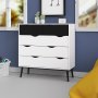 Commode Oslo  5 tiroirs - Blanc/noir