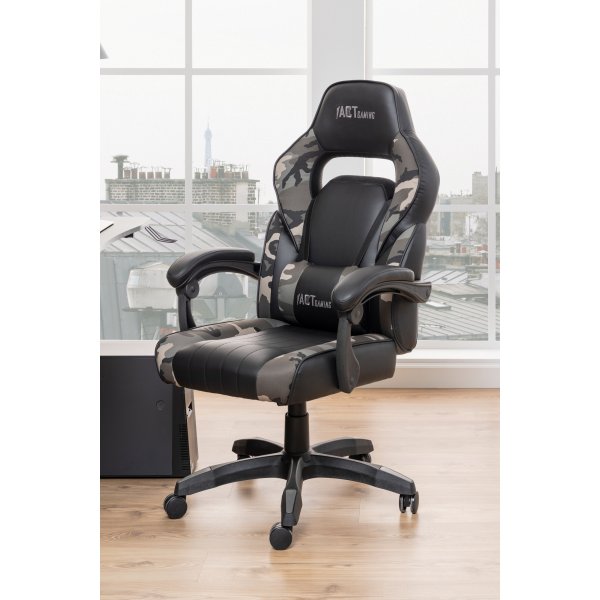 Chaise de bureau / chaise de jeu Canyon - PU noir/gris