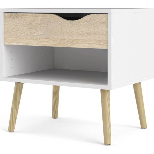 Oslo nachtkastje - Wit/eiken Oslo nachtkastje - Wit/eiken
