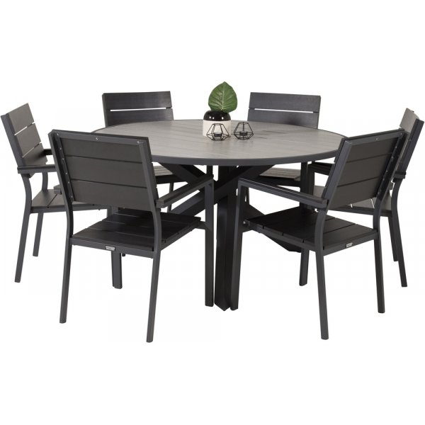 Parma utematgrupp med 6 st Levels stolar - Svart/Grå Parma utematgrupp med 6 st Levels stolar - Svart/Grå