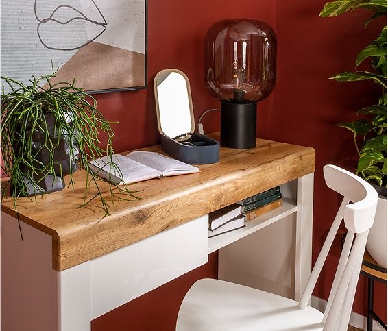 Table console Holten 106,2 x 40 cm - Blanc/chne