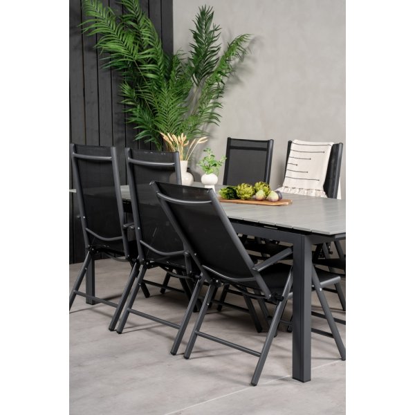 Levels utematgrupp med 6 st Break positionsstolar - Svart/Gr