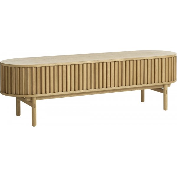 Bubbel tv-bnk med skjutdrrar i oljad ek