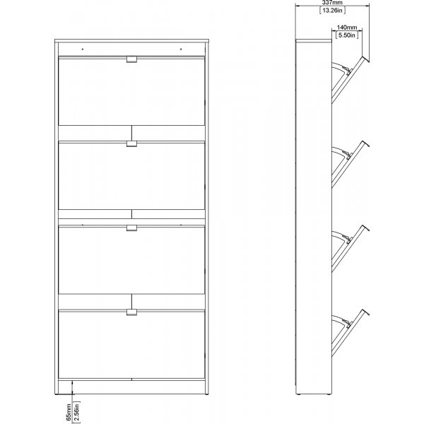 Meuble  chaussures  4 compartiments - Noir