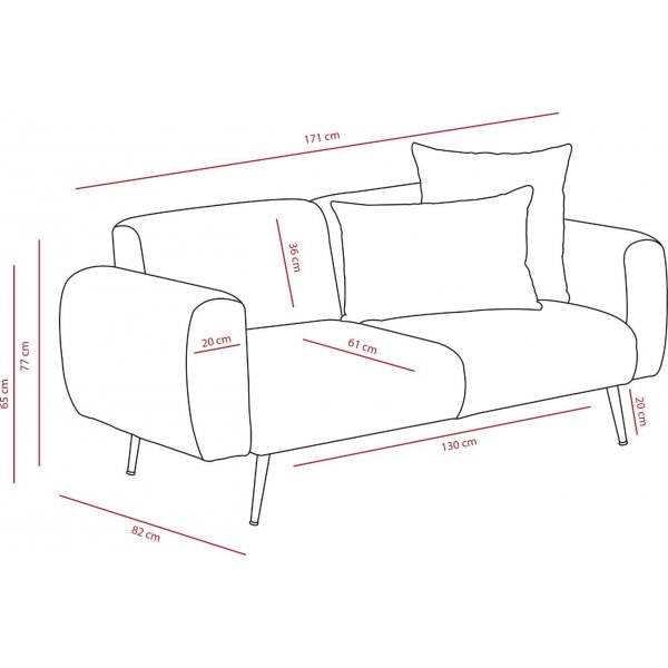 Side 2-sits soffa - Ljusgrå Side 2-sits soffa - Ljusgrå