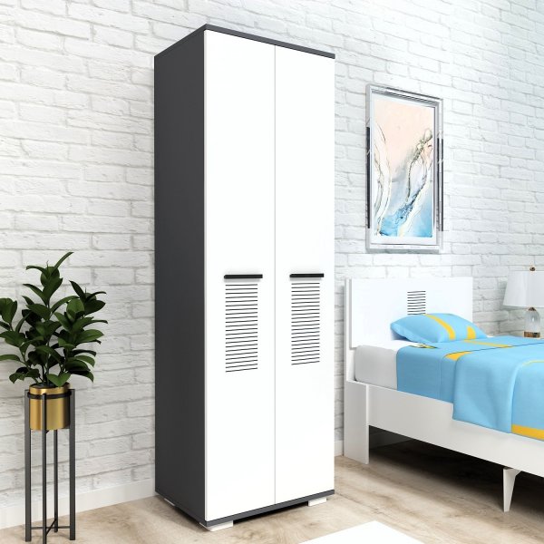 Armoire Asimo 60 x 44,6 x 183 cm - Anthracite/blanc Armoire Asimo 60 x 44,6 x 183 cm - Anthracite/blanc