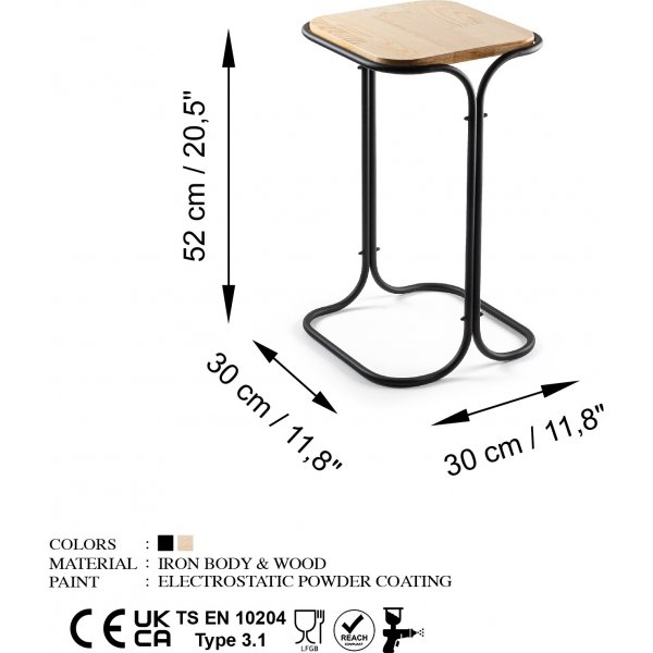 Vela 1 sidobord - Svart/beige