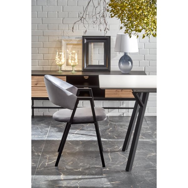 Table à manger Valarauk 140-180 x 80 cm - Gris clair/noir Table à manger Valarauk 140-180 x 80 cm - Gris clair/noir