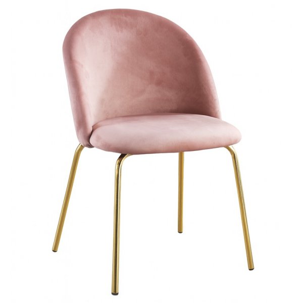 Stol i rosa sammet guldiga ben