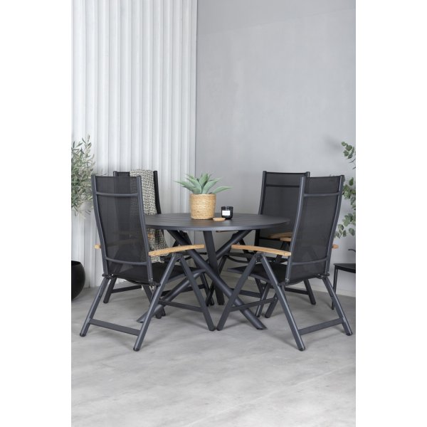 Alma utematgrupp med 4 st Panama stolar - Svart/Natur Alma utematgrupp med 4 st Panama stolar - Svart/Natur