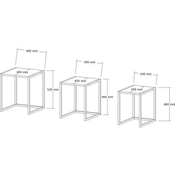 Table Tali 34/39/44 x 45 cm - Noir/anthracite
