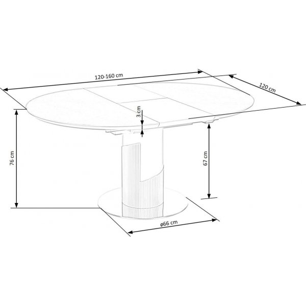 Muscat eettafel 120-160 x 120 cm - Grijs marmer/lichtgrijs/goud Muscat eettafel 120-160 x 120 cm - Grijs marmer/lichtgrijs/goud