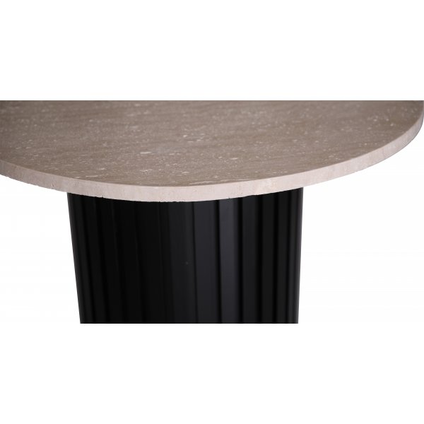 PiPi ronde eettafel 105 cm - Zwart gebeitst hout / Travertin steen