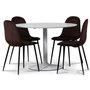 Seat matgrupp, runt matbord med 4 st Carisma sammetsstolar - Vit/Bordeaux
